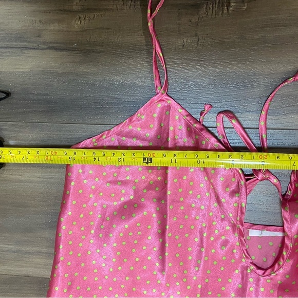Pink And Green Polka Dots Sleeveless Slip Dress - Picture 3 of 4